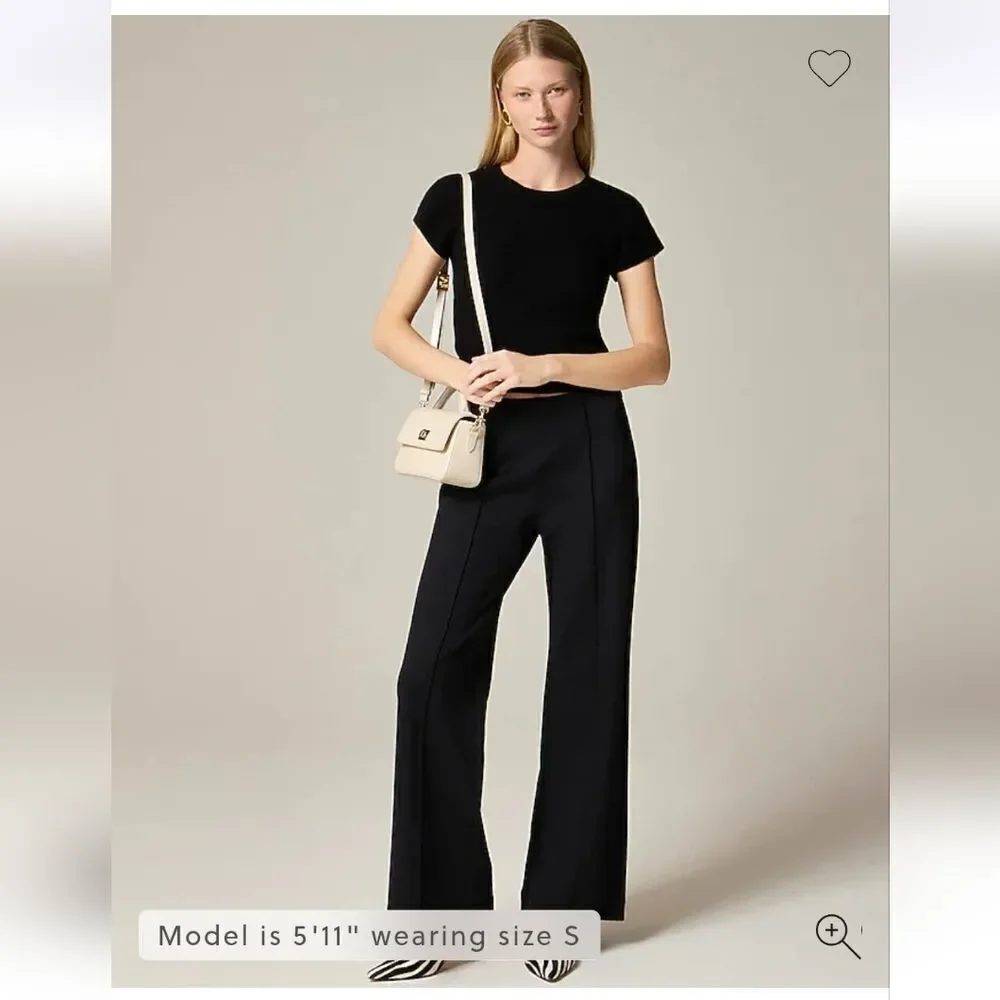 J CREW Elegant Black Stretch Ponte Wide-Leg Pants XSMALL NWT